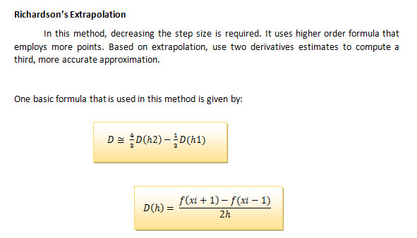 Richardsons Extrapolation Numerical Methods